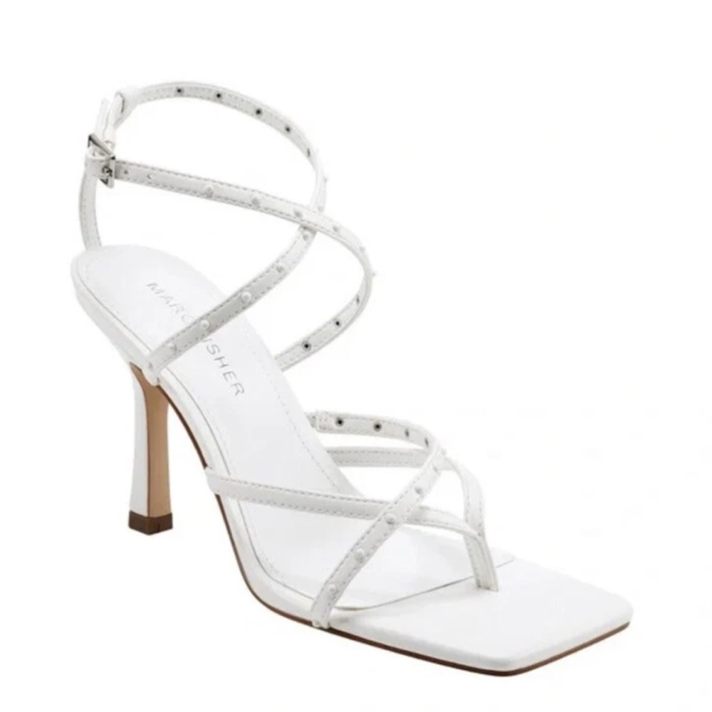 NEW! NIB, Marc Fisher White Bossi Sandal Heels,
Size 9